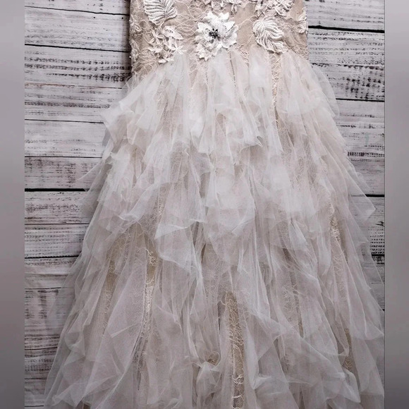 Jovani Prom‎ Wedding Dress White Nude size 0 One Shoulder Sheer Mermaid - Picture 10 of 16